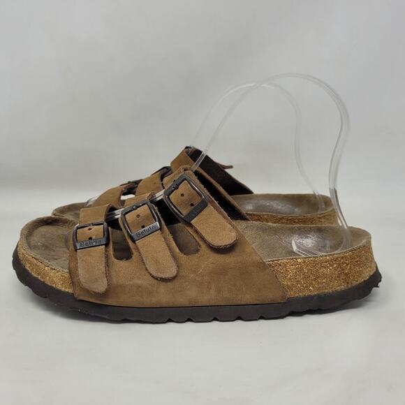 Birkenstock Betula Sandals Womens EU40 US6 Brown Nubuck Triple Straps Buckles - Picture 9 of 14